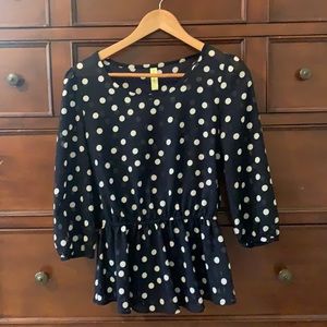 Navy Blue blouse with white polka dots